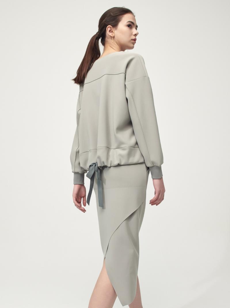 [SET] Comfort Ribbon Detail Top + Pocket Skirt_Olive